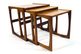 A G plan teak (? sticker deficient), set of nesting side tables in the 'Quadrille' style,