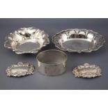 A silver bon bon dish of fancy repousse quatrefoil form, by Deakin and Francis,