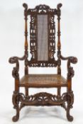 A Victorian elbow chair in 17th century style,