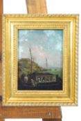 Continental School, 18th century, Venetian scene, oil on panel, Frost & Reed label verso,