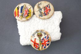 A group of three WWI button badges (NB very long pins)