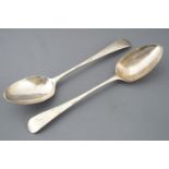 A pair of silver Old English pattern table spoons by Peter, Ann and William Bateman, London 1801,