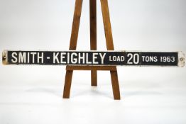 A cast metal crane sign 'Smith Keighley' 20 tons, 1963,