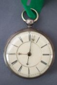 A sterling silver open face pocket watch. Circular champagne dial with roman numerals.