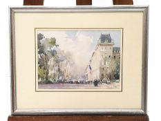Dennis Page, A Stroll in the Luxembourg Gardens, watercolour, signed lower right,