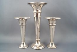 A plain silver trumpet form spill vase on flared foot, Birmingham 1973,