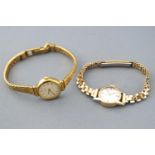 A collection of two wristwatches consisting of a hall marked 9ct gold Omega watch,