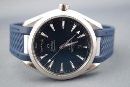 A stainless steel Omega Seamaster Aqua Terra watch.