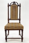 A Victorian rosewood framed child's chair with tapestry seat and back,