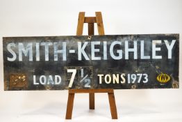 An enamel crane sign 'Smith-Keighley',