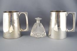 Two electroplate Hong Kong made pint mugs by Kut Hing Swatow, circa 1930,