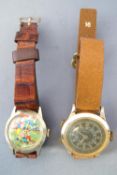 A collection of two watches (Lucienne & Expert) both on leather straps.