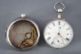 A pair cased silver open face pocket watch.