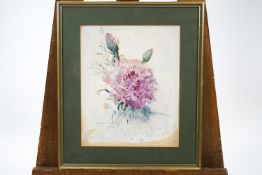 Vernon Ward, Still Life with a carnation, watercolour and gouache, signed and dated 1950 lower left,