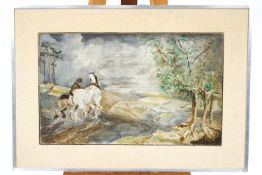 20th century Continental school, Horses in a landscape, oil on canvas,