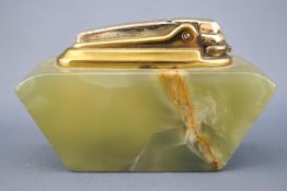 A Ronson green onyx table lighter,