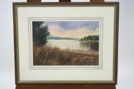 George Cutter, Chew Valley lake, pastel, signed lower right,