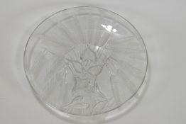 A shallow glass charger, cut with wheat sheaves and leaves,