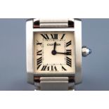 A stainless steel Cartier Tank Francaise small model watch.