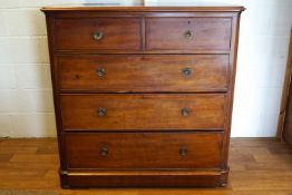 A 19th century mahogany chest of two short and three long drawers with brass ring handles,