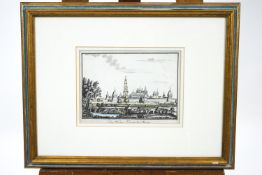 A group of three hand coloured copper line engravings, Views of Moscow,