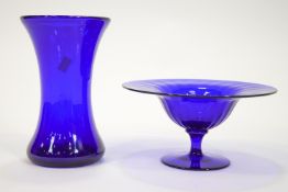 A "Bristol" blue glass pedestal bowl, 24.