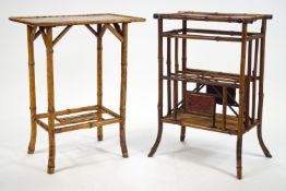 Two bamboo side tables, of Victorian aesthetic design,