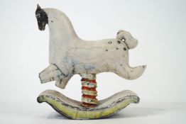 A Studio pottery figure of a rocking horse by Lawson Rudge, signed,