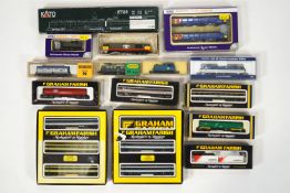 A quantity of boxed Graham Farish 'N' gauge trains and coaches,