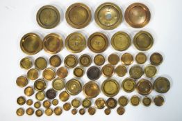 A mixed collection of 19th century and later brass weights,