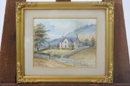 A 19th century watercolour of a Highland Cottage,