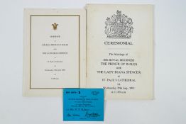 A copy of the Solemnization of the Matrimony of the Prince of Wales and Lady Diana Spencer,