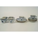 A Bing and Grondhal porcelain part coffee service, painted in under-glaze blue, comprising six cups,