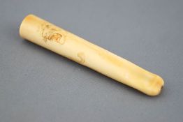 A Japanese 19th century ivory cheroot holder,