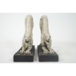 A pair of Studio pottery figures of greyhounds, by Lawson Rudge, on plinth bases, signed,