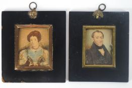 English School, early 19th century, A portrait miniature of a gentleman, watercolour,