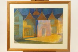 Joy Barnes, Dillington House, pastel on paper, monogrammed lower right,