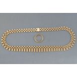 A graduated yellow metal Cleopatra necklace fitted with box safety clasp and figure of eight,