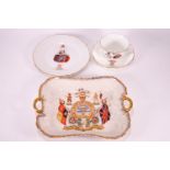 A Boer War commemorative china two handled plate, transfer decorated with enamel highlighting,