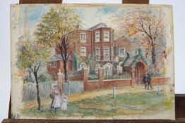 E J Wheeler, Foley House, watercolour, un-framed, signed and titled,