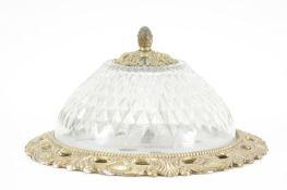 A moulded glass ceiling light with cast gilt metal mounts,