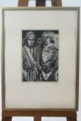 Tito Caldspoil, 'Andy and Mick', Portrait of Andy Warhol and Mick Jagger, etching, numbered 1/4,