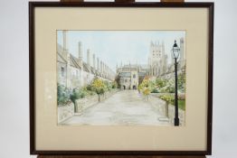 Sue Thatcher, Vicars Close, watercolour, signed lower left,