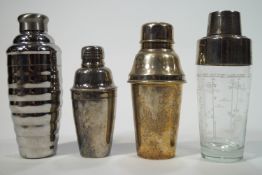 Two silver plated cocktail shakers,