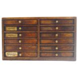 A 19th century mahogany small proportioned letter press/printers chest,