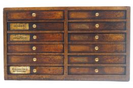 A 19th century mahogany small proportioned letter press/printers chest,