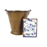A Third Reich brass bucket of usual form set with a metal handle,