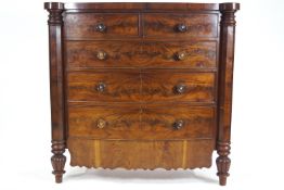 A late 19th century mahogany chest of drawers of large size, with two short and three long drawers,
