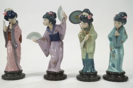 Four Lladro Japanese ladies : Timida, Albanicos, Sombrilla and Sayonara,