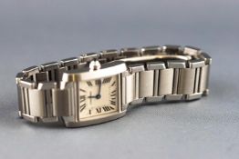 A stainless steel Cartier Tank Francaise small model watch.